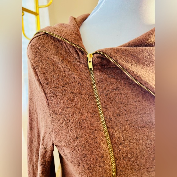 NWT Bodycon Dress Asymmetric Zip Up Design Collar Sz M Camel Color - Picture 9 of 13